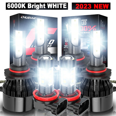#ad 9005 9006 H11 LED Combo White 6000K Headlight Fog Light Kit High Low Beam Bulbs $29.70