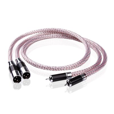 #ad Pair Hi end RCA Male to XLR Male Audio Cable silver plated Rhodium Plated Plug $63.00