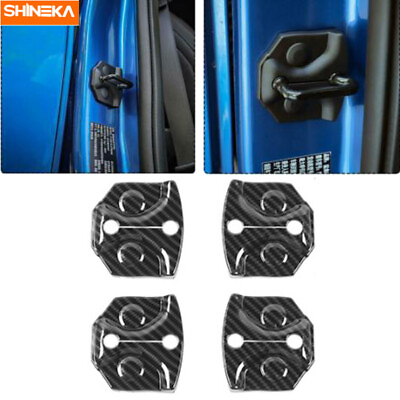 4PC Door Lock Cover Buckle Decor Trim For Ford F150 2015 2020 Carbon Fiber Grain $14.99