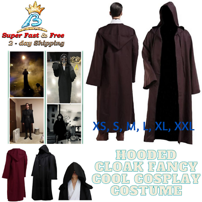 #ad Mens Hooded Robe Full Length Adult Kids Jedi Cloak Sith Knight Cosplay Costume $41.30