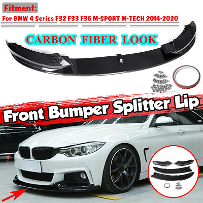 #ad Carbon Fiber For BMW F32 F33 F36 14 20 4 Series M Sport Front Bumper Spoiler Lip $68.49