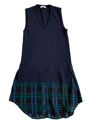 #ad Equipment Femme Sweater Blouse Women#x27;s XS Navy Green Sleeveless Tunic V Neck $28.88