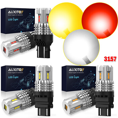 #ad AUXITO 3157 3156 Super White Red Amber LED Reverse Tail Brake Signal Light Bulbs $13.99