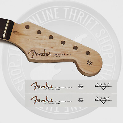#ad 2 Fender Strat Style Waterslide Decals for Headstock w Custom Shop Logo $10.00