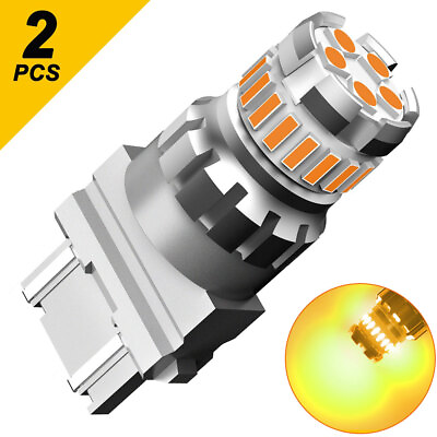 #ad 2X 3157 AUXITO 3156 Amber Canbus Turn LED Signal Parking Light Error Bulb Free $12.91