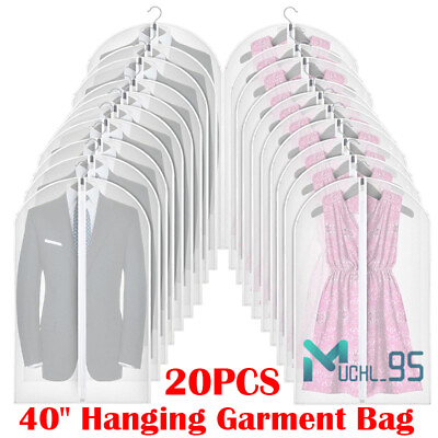 #ad 20× Clear Suit Cover Dust proof Hanging Garment Storage Bag Dress Clothes Coat $46.99