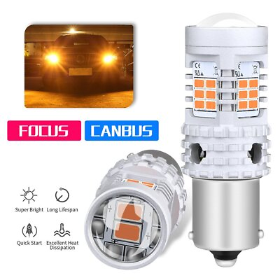 #ad AUXITO Amber 1156 LED Rear Blinker Turn Signal Light No Hyper Flash Canbus BA15S $18.99