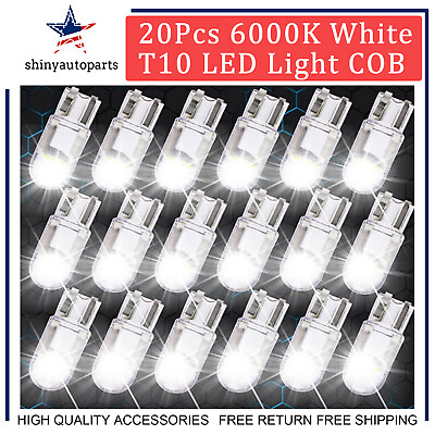 #ad 20Pcs White T10 194 168 W5W 2825 LED License Plate Interior Light Bulb 6000K $4.39