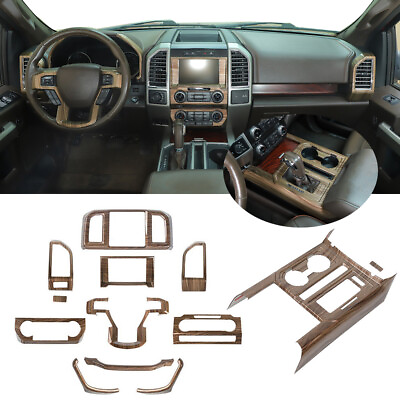 #ad 13x Interior Set Decoration Cover Trim Kit For 2015 2020 Ford F 150 Wood Grain $139.99