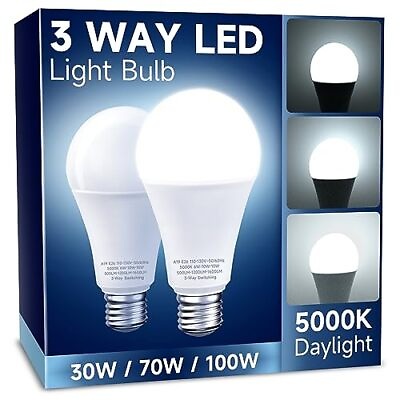 #ad 3 Way LED Light Bulbs 3 Way Light Bulbs 30 70 100W Equivalent Daylight White ... $17.88