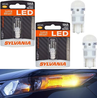 #ad Sylvania ZEVO LED Light 194 Amber Orange Two Bulbs Front Side Marker Replacement $22.00