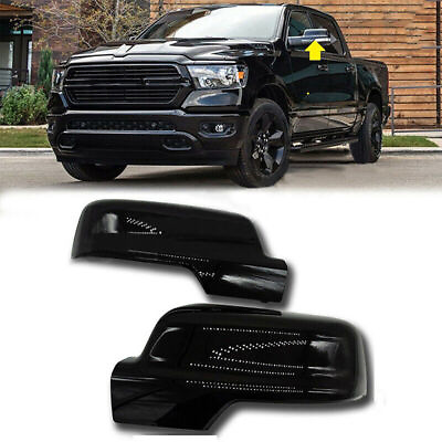 #ad 2x Rearview Side Mirror Cover Cap Glossy Black For Ram 1500 2019 2020 6RP44KARAA $32.89