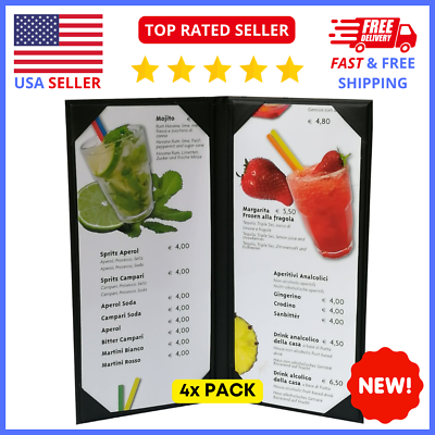 #ad 4x PACK Restaurant Wine Menu Covers Holder 4.75quot; X 11quot; in Double View Padded $22.30