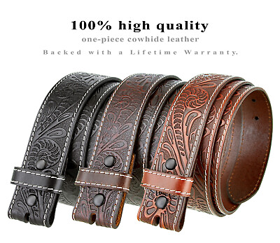 #ad Western Floral Engraved Tooled Genuine Full Grain Leather Belt Strap 1 1 2quot; Wide $26.95