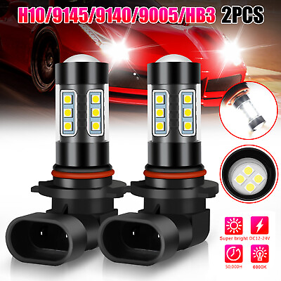 #ad Pair H10 LED Fog Driving Light Bulbs Kit 9005 9145 9140 White 6000K Super Bright $9.98