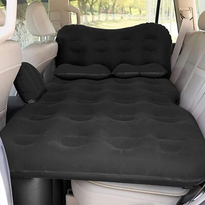 #ad Inflatable Car Travel Bed Thickened Camping Sleeping Pad with Air Pump Black $70.25