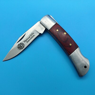 #ad NRA Plain Edge Folding Liner Pocket Knife Pocket knife Wood k $11.04