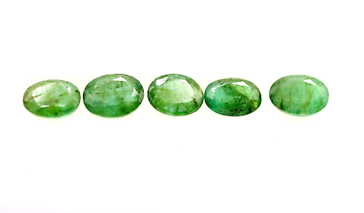 #ad 8.97 Ct Natural Emerald Oval Cut 5 PCS Faceted Zambia Earth Mined Loose Gemstone $128.25