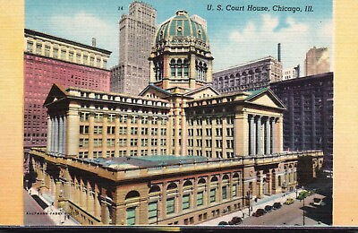 #ad Postcard IL Chicago Illinois US Court House Unposted Linen Vintage PC G3056 $2.00