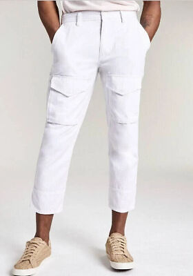 #ad Sun Stone Men#x27;s Relaxed Fit Bleeker Solid Crop Pants in Bright White 36 $27.97