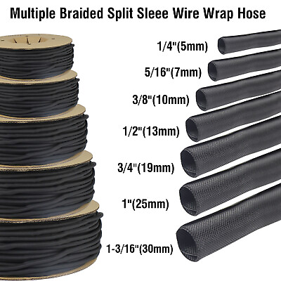 #ad Split Loom Braided Cable Sleeve Tube Wire Wrap Organizer Cord Protector Lot $94.99