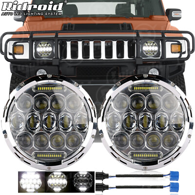 #ad Pair 7quot; Inch Round LED Headlights Hi Lo Beam for Hummer H1 H2 H3 H3T AM General $52.99