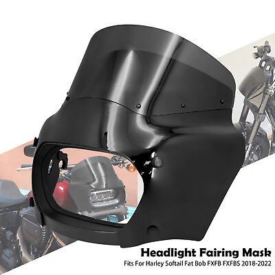 #ad ABS Headlight Black Fairing Mask Cowl Fits For Harley Softail M8 Fat Bob 18 2023 $75.04