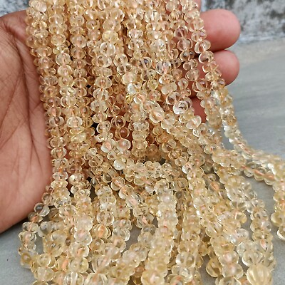 #ad Citrine Melon Shape Natural Gemstone Loose Spacer Beads Strand 5 7mm 16 Inches $63.69
