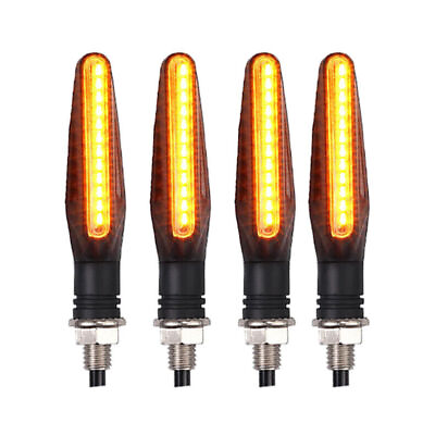 #ad 4Pcs Universal Motorcycle LED Flowing Turn Signal Indicator Blinker Amber Light $11.93