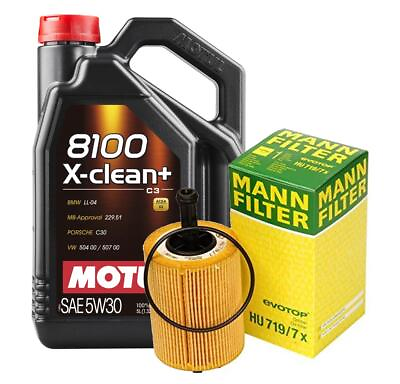 #ad 5L Motul 8100 X CLEAN 5W30 Mann Filter Engine Motor Oil Kit Golf 2.0 Turbo CJAA $61.95