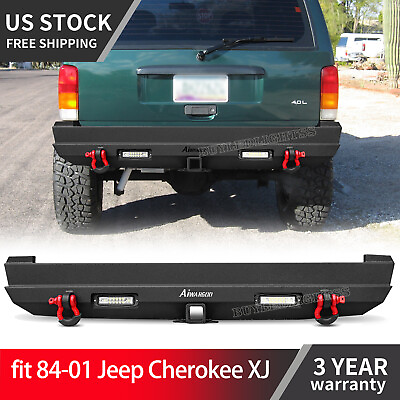 #ad Texture XJ Rear Bumper w D ring and LED Light Pods fit 84 01 Jeep Cherokee XJ $340.09