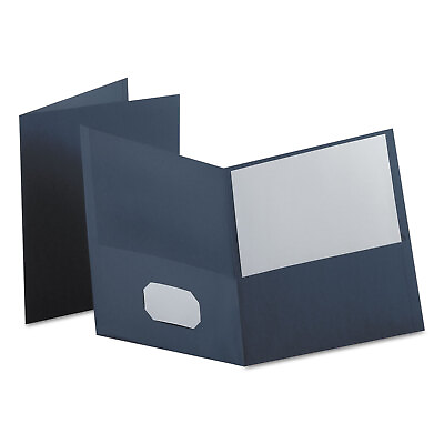#ad Oxford Twin Pocket Folder Embossed Leather Grain Paper Dark Blue 25 Box 57538 $11.75