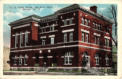 #ad US Court House and Post Office Monroe LA Divided Antique Postcard $4.46