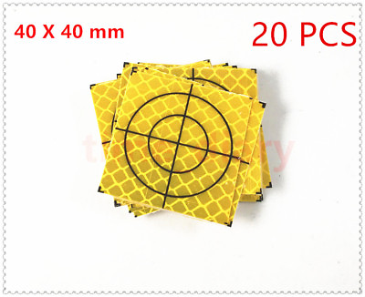 #ad 20PCS YELLOW REFLECTOR SHEET 40X40MM REFLECTIVE TARGET FOR TOTAL STATION $6.79