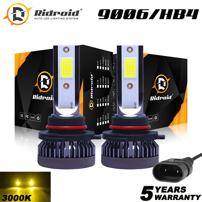 #ad Mini HB4 9006 LED Headlight Kit High Low Beam LED Fog light 120W 3000K Yellow 2x $10.98