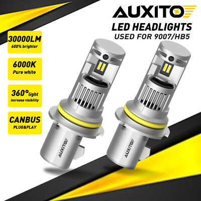 #ad AUXITO 9007 HB5 LED Headlight Bulbs High Low Beam 6000K White CANBUS Bright 200W $45.59