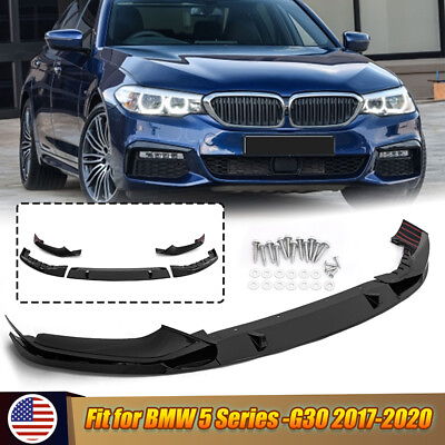 #ad For BMW 5 Series G30 G31 M Sport 2017 2022 Gloss Black Front Bumper Splitter Lip $95.99