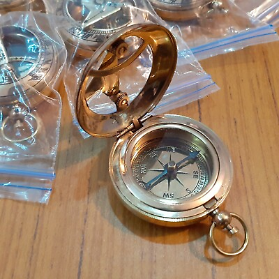 #ad Lot of 24 Brass Sundial Push Button Mini Compass Marine $94.00