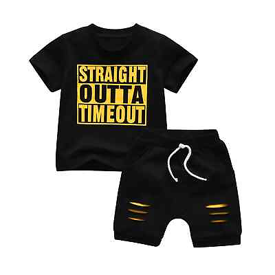 #ad Toddler Baby Boy Fashion Clothes Set Letters Printed Short Sleeves O Neck $17.75