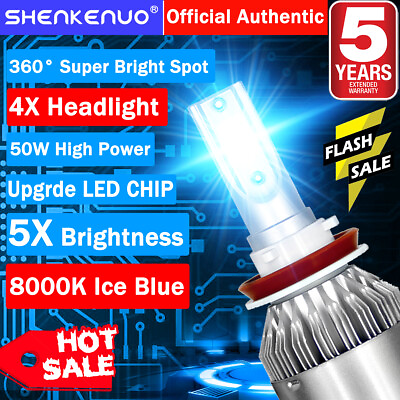 #ad 4pc Combo H9 H11 Ice Blue LED Headlight Bulb 8000K 144W 16000LM High Low Beam US $23.12