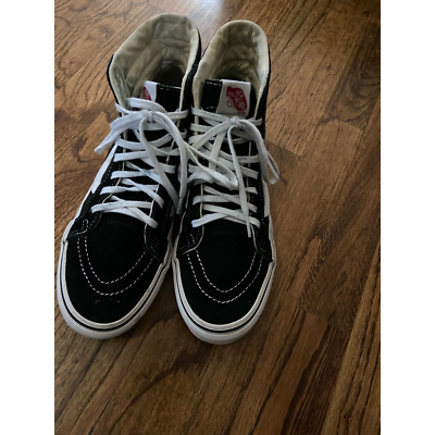 #ad Vans Mens Skateboarding Shoes Black White High Top Lace Up Sneakers 7.5 M $30.00