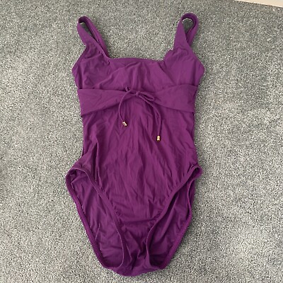 #ad Karla Colletto Purple One Piece Swimsuit Size 6 Tie Front Bathing Suit Underwire $60.00