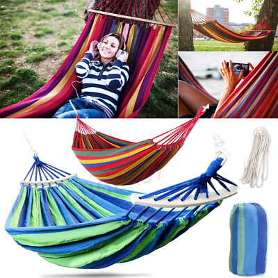 #ad 2 Person Double Camping Hammock Chair Bed Outdoor Garden Hanging Swing Sleeping $12.99