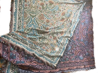 #ad Blanket Very Large 166” by 71” Reversible Tapestry Double Sided Fringe $80.00
