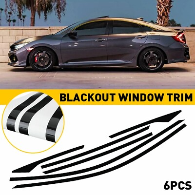 #ad Chrome Delete for Overlay Blackout 2016 21 Honda Sedan Civic Window Trim BLACK $9.99
