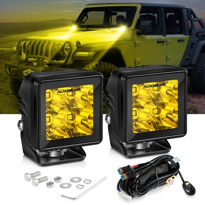 #ad AUXBEAM 2x 2quot; LED Work light Pods Spot Yellow Lamp W DT Wiring Harness 2 Leads $49.99