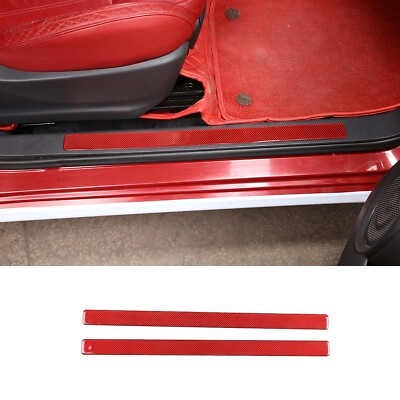 #ad #ad 2PCS Red Carbon Kits Car Interior Door Sill Scuff Trim For Fiat 500 2011 2019 $45.99