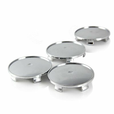 #ad 4pcs 68mm Universal Silver Chrome Alloy ABS Tyre Wheel Center Hub Caps Covers $8.43