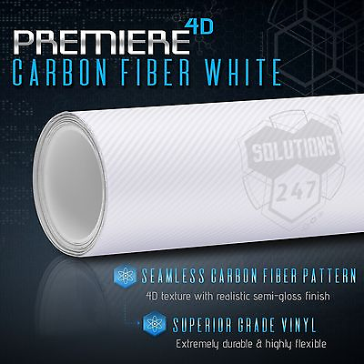 4D White Carbon Fiber Gloss Vinyl Wrap Air Bubble Free 60quot; x 84quot; In 5FT x 7FT $42.95