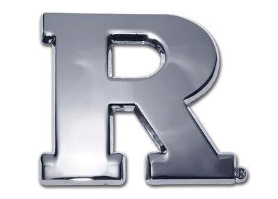 #ad Rutgers University quot;Rquot; Shiny Chrome 3quot; x 2.75quot; Auto Emblem $17.95